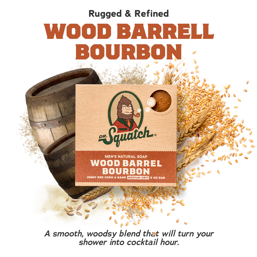 4-Pack Wood Barrel Bourbon Natural Bar Soap V2