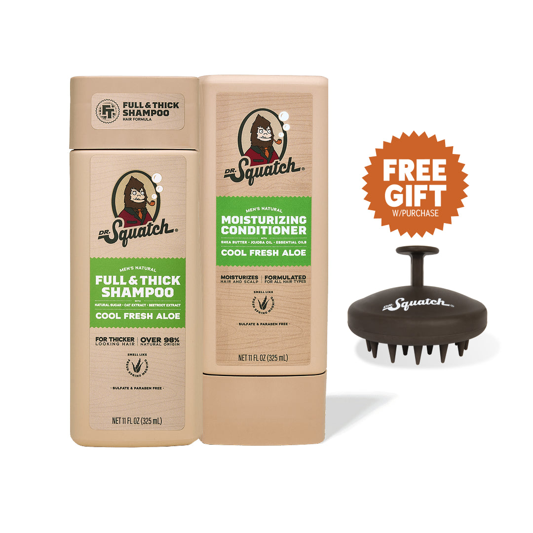 Hair Care Kit + Free Scalp Scrubber | Full & Thick Shampoo | Moisturizing Conditioner | Natural Products for Men X4