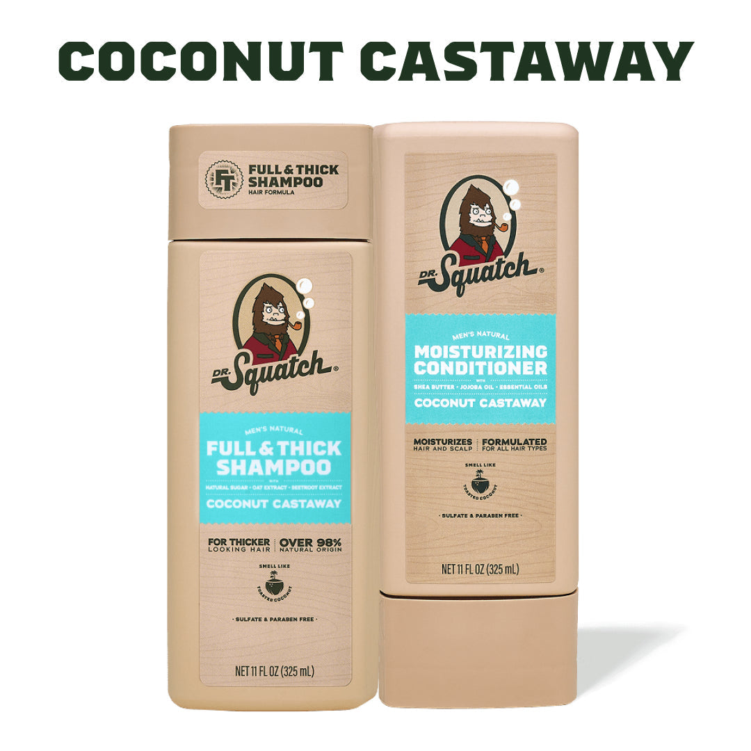 Hair Care Kit + Free Scalp Scrubber | Full & Thick Shampoo | Moisturizing Conditioner | Natural Products for Men X4
