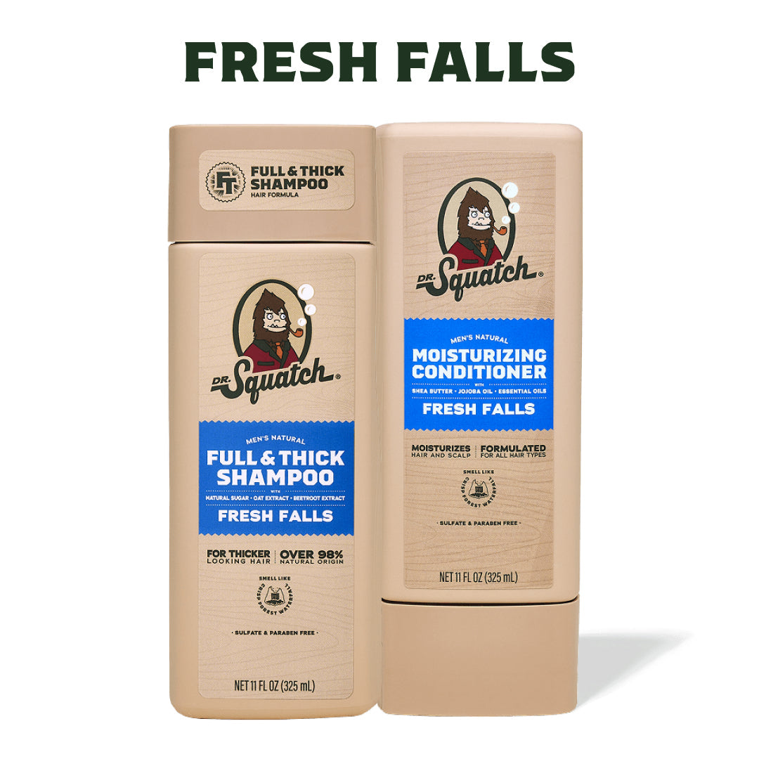 Hair Care Kit + Free Scalp Scrubber | Full & Thick Shampoo | Moisturizing Conditioner | Natural Products for Men X4