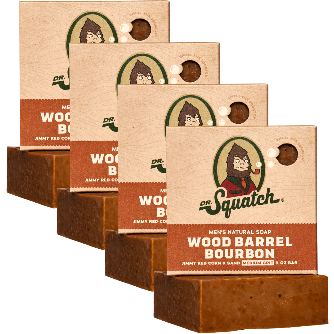 4-Pack Wood Barrel Bourbon Natural Bar Soap V2